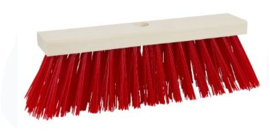 Straatbezem 40 x 6 cm harde rode nylon kunstvezel Schwan
