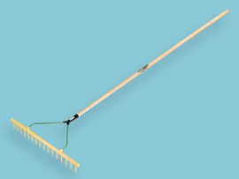 Hooihark Jost kunststof, 16 tanden, recht model, met egaliseerstrip met steel Atlas Tauari 160 x 2,8 cm