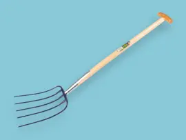 Mestvork ATLAS met 5 tanden, BLAUW, met T-steel 85 cm.